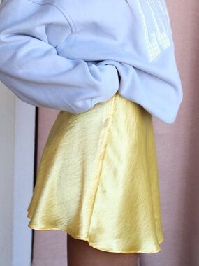 Double Zero Yellow Satin Skirt